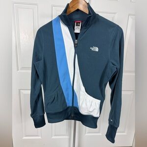 The North Face TKA 100 Women’s Blue & White Full‎ Zip Fleece Jacket Size M